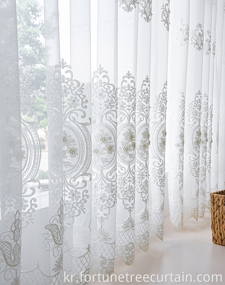 Shading Embroidery Tulle Curtain Sheer